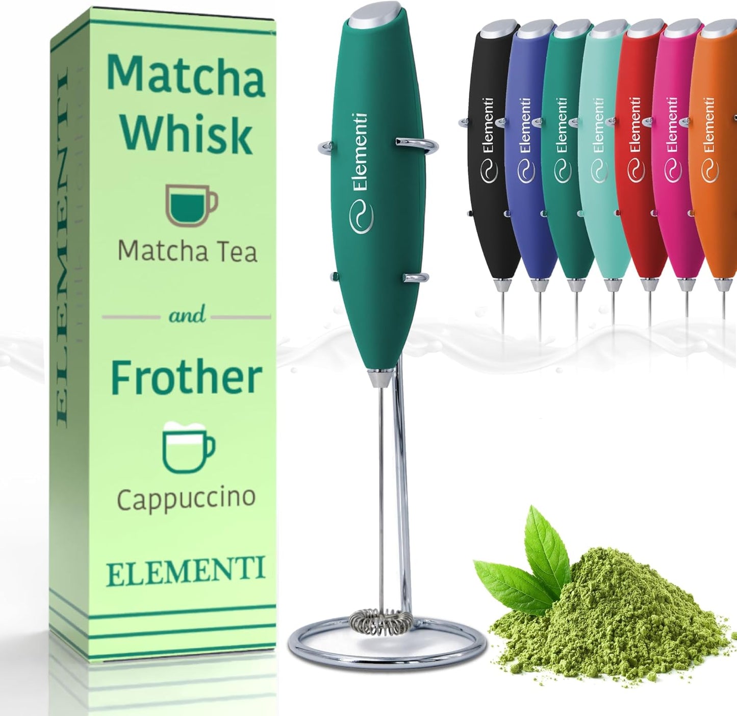 Milk Frother Wand & Matcha Mixer - Coffee Frother Handheld - Mini Frother with Stand - Milk Frother Handheld - Coffee Stirrers Electric Matcha Frother & Milk Foamer (Black)