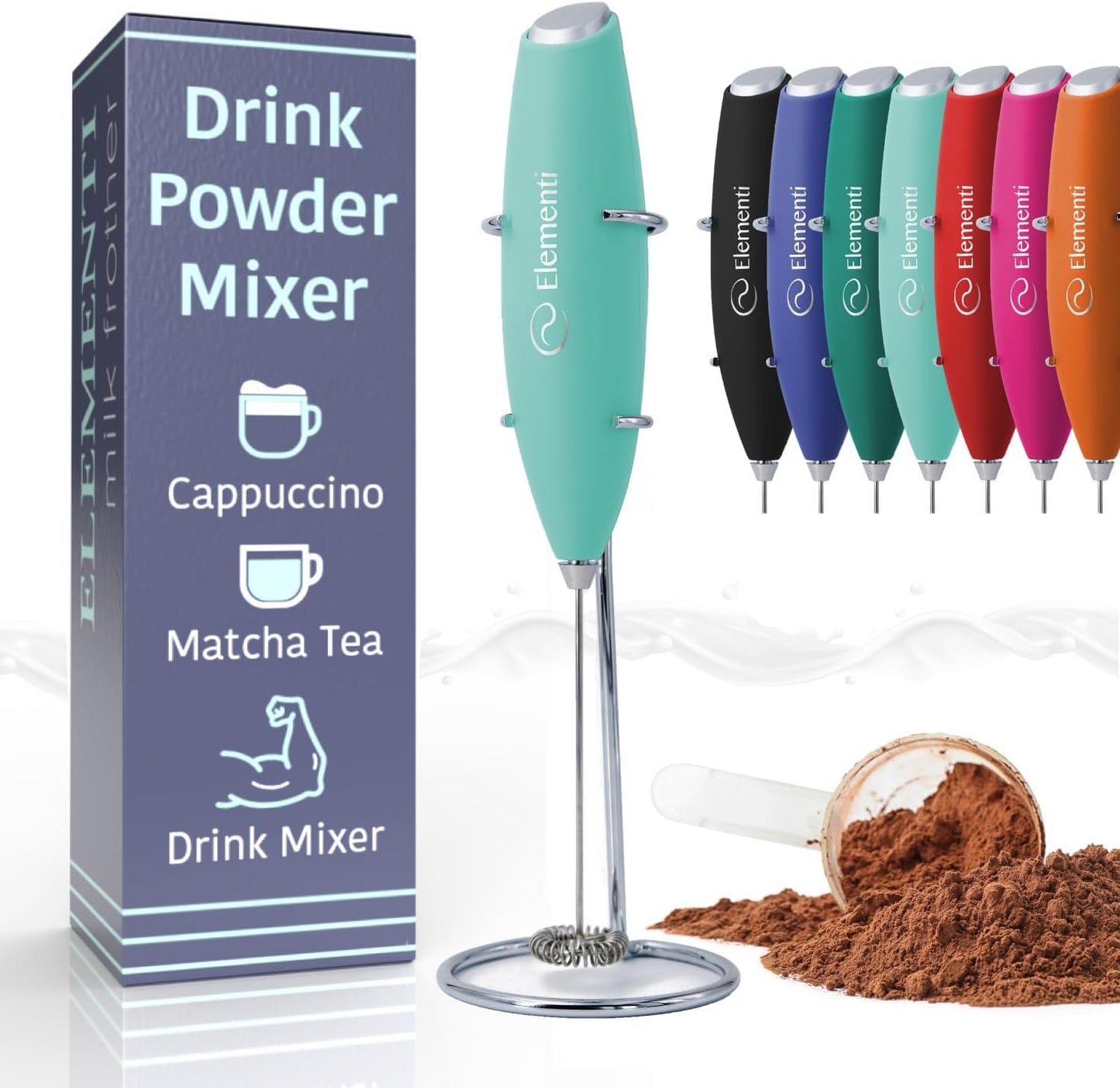 Milk Frother Wand & Matcha Mixer - Coffee Frother Handheld - Mini Frother with Stand - Milk Frother Handheld - Coffee Stirrers Electric Matcha Frother & Milk Foamer (Black)