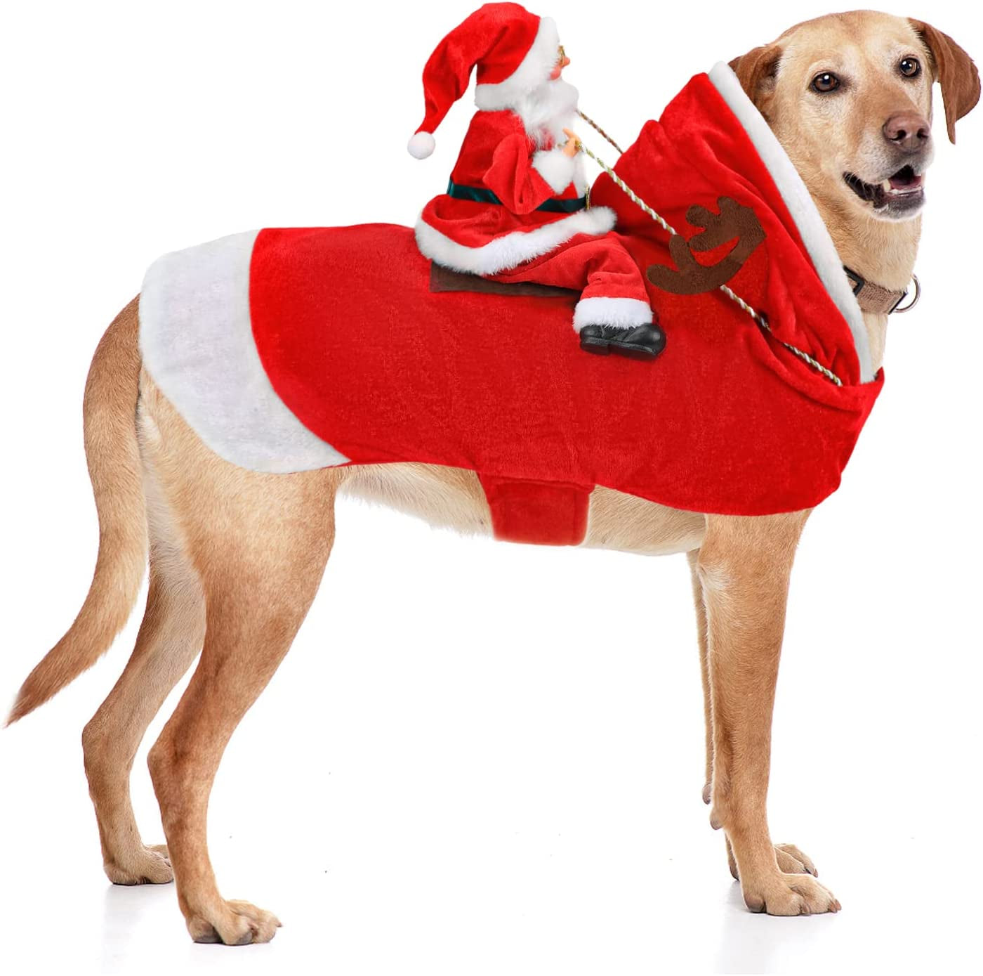 Santa Dog Costume Christmas Pet Clothes Santa Claus Riding Pet Cosplay Costumes Party Dressing up Dogs Cats Outfit for Small Medium Large Dogs Cats