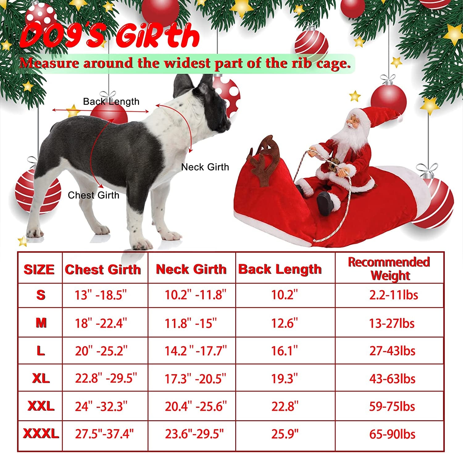 Santa Dog Costume Christmas Pet Clothes Santa Claus Riding Pet Cosplay Costumes Party Dressing up Dogs Cats Outfit for Small Medium Large Dogs Cats