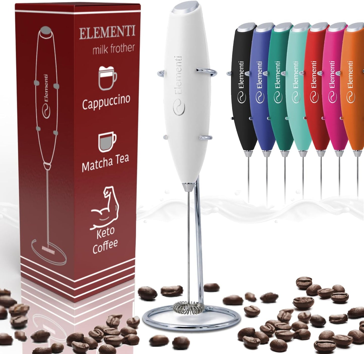 Milk Frother Wand & Matcha Mixer - Coffee Frother Handheld - Mini Frother with Stand - Milk Frother Handheld - Coffee Stirrers Electric Matcha Frother & Milk Foamer (Black)