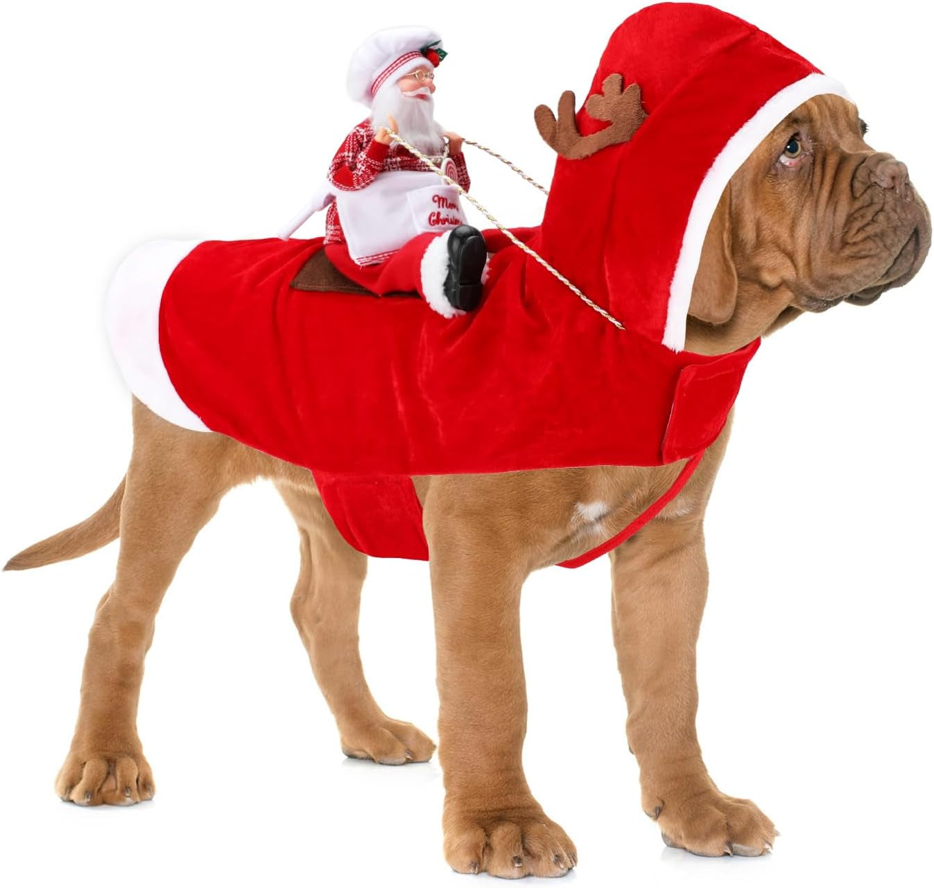 Santa Dog Costume Christmas Pet Clothes Santa Claus Riding Pet Cosplay Costumes Party Dressing up Dogs Cats Outfit for Small Medium Large Dogs Cats