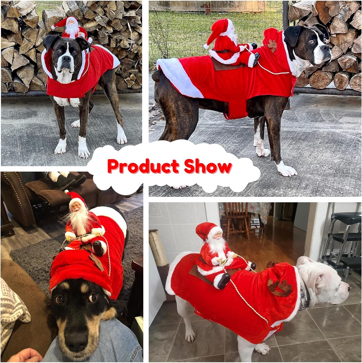 Santa Dog Costume Christmas Pet Clothes Santa Claus Riding Pet Cosplay Costumes Party Dressing up Dogs Cats Outfit for Small Medium Large Dogs Cats