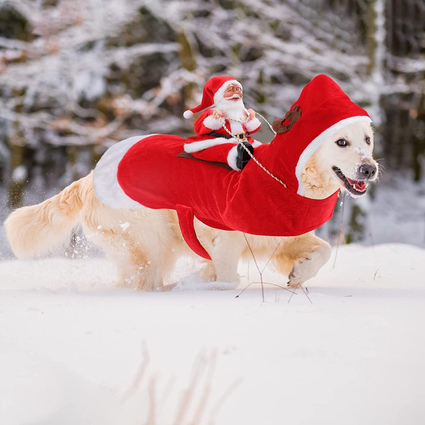 Santa Dog Costume Christmas Pet Clothes Santa Claus Riding Pet Cosplay Costumes Party Dressing up Dogs Cats Outfit for Small Medium Large Dogs Cats